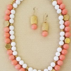coral white necklace sets