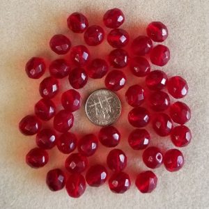 2595 red faceted glass