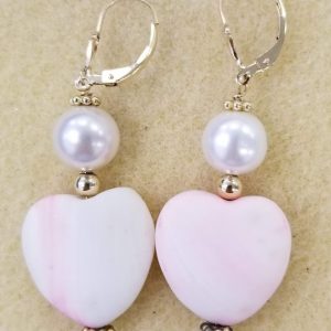 pink stone heart earrings