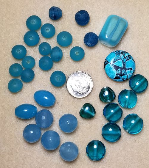 2904 Assorted Teal Beads